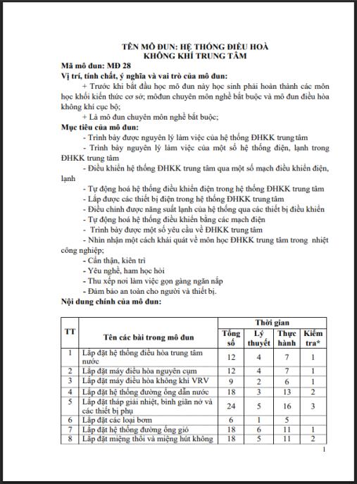 Giáo trình Hệ thống điều hoà không khí trung tâm