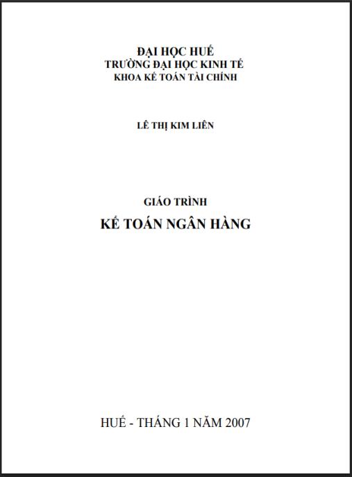 Giáo trình Kế toán ngân hàng – Phần 1