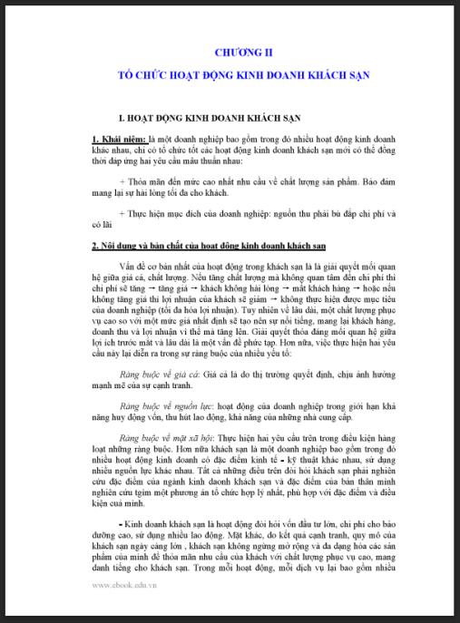 Giáo trình Khách sạn và nhà hàng