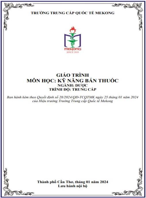 Giáo trình Kỹ năng bán thuốc ngành Dược