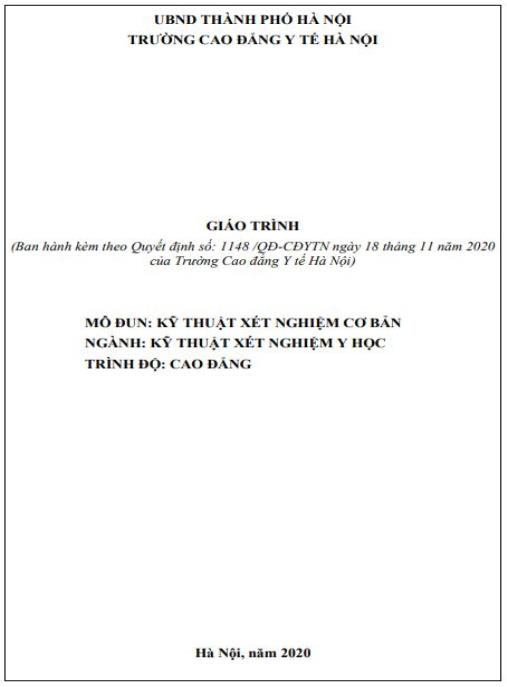 Giáo trình Kỹ thuật xét nghiệm cơ bản