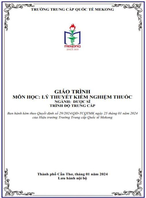 Giáo trình Lý thuyết kiểm nghiệm thuốc Ngành Dược sĩ