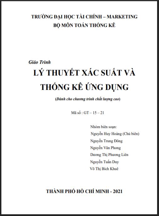 Giáo trình Lý thuyết xác suất và thống kê ứng dụng (Dành cho chương trình chất lượng cao)