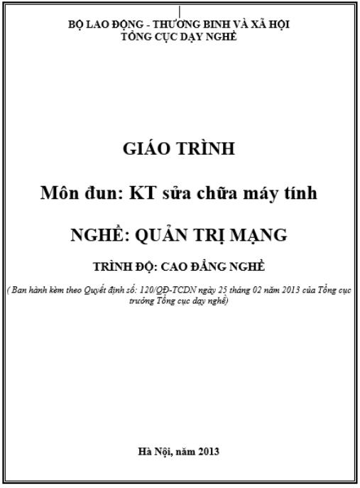 Giáo trình Môn đun kỹ thuật sửa chữa máy tính