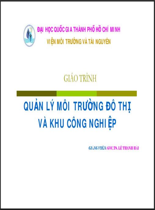 Giáo trình Quản lý môi trường đô thị và khu công nghiệp
