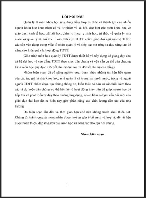 Giáo trình Quản lý thể dục thể thao