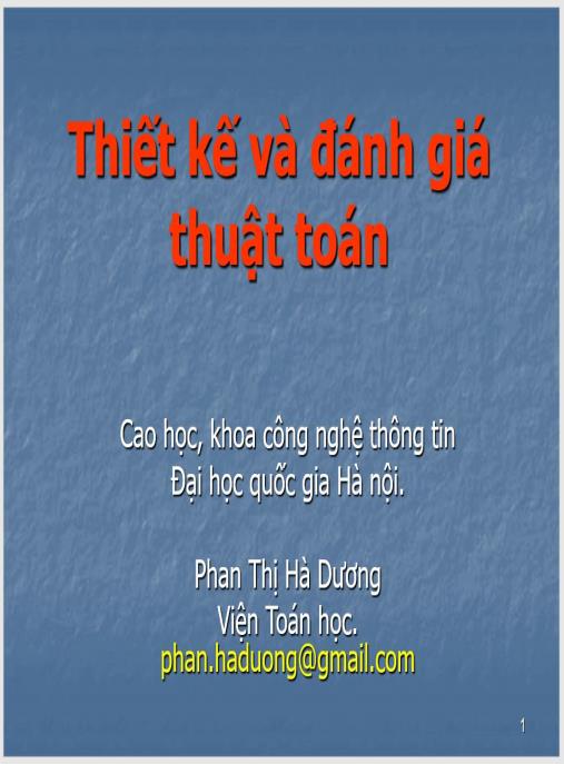 Giáo trình Thiết kế và đánh giá thuật toán