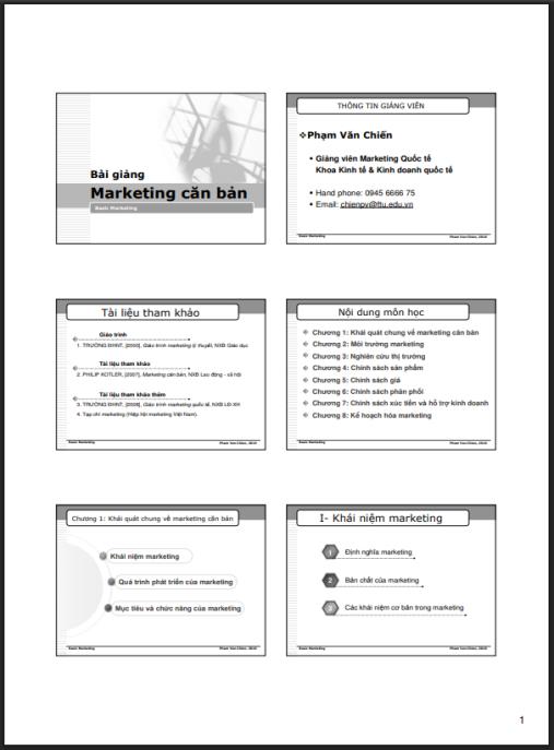 Giáo trình bài giảng Marketing căn bản