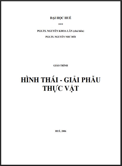 Giáo trình hình thái giải phẩu thực vật