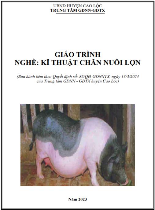 Giáo trình nghề Kĩ thuật chăn nuôi lợn