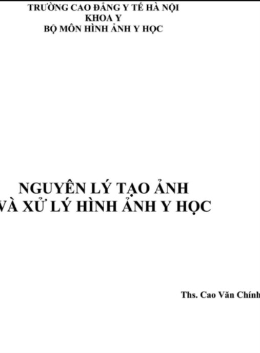 Nguyên Lý Tạo Ảnh Và Xứ Lý Hình Ảnh Y Học