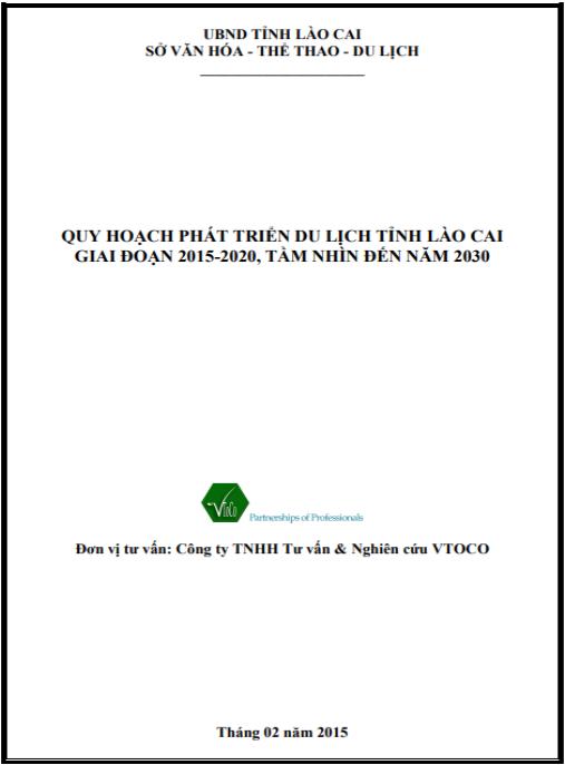 Quy hoạch phát triển du lịch tỉnh Lào Cai giai đoạn 2015 2020, tầm nhìn đến năm 2030