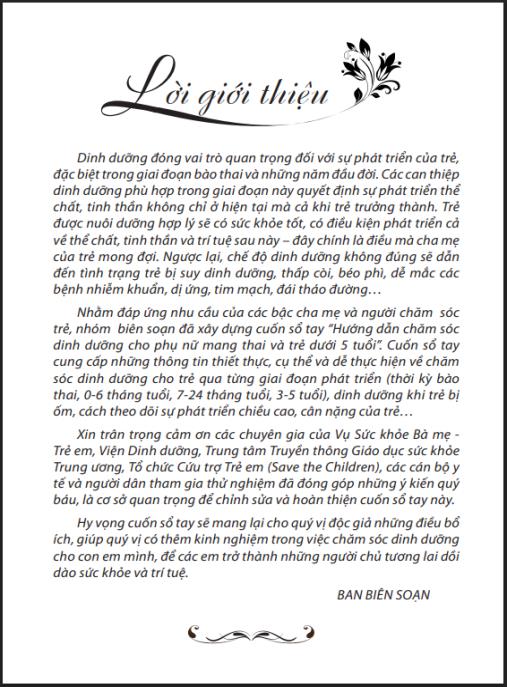 Sổ tay Hướng dẫn chăm sóc dinh dưỡng cho phụ nữ mang thai và trẻ dưới 5 tuổi