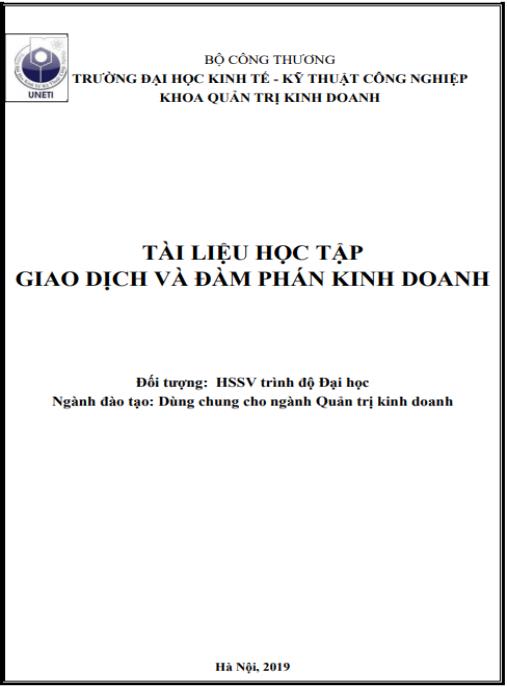Tài liệu học tập Giao dịch và đàm phán kinh doanh