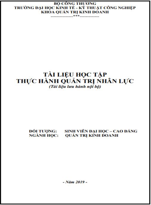 Tài liệu học tập Thực hành quản trị nhân lực