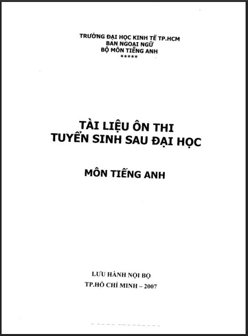 Tài liệu ôn thi tuyển sinh sau đại học – Môn Tiếng Anh