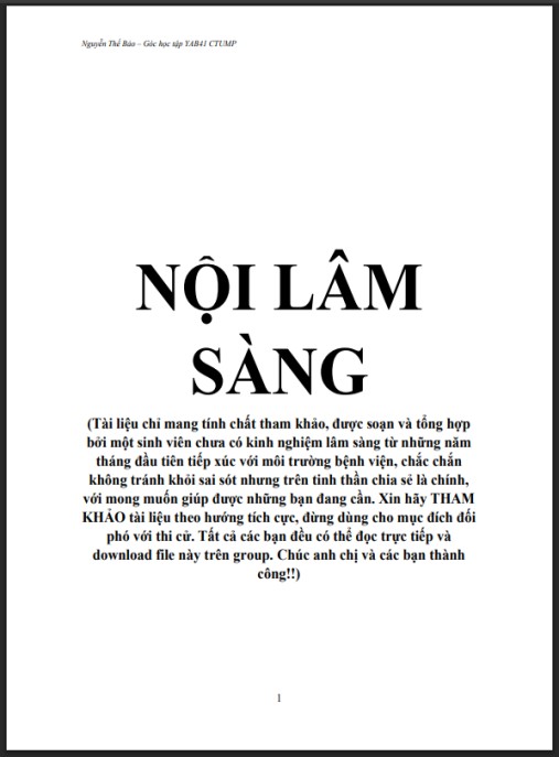 tổng hợp Nội lâm sàng