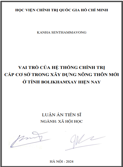 Vai trò của hệ thống chính trị cấp cơ sở trong xây dựng nông thôn mới ở tỉnh Bolikhamxay hiện nay