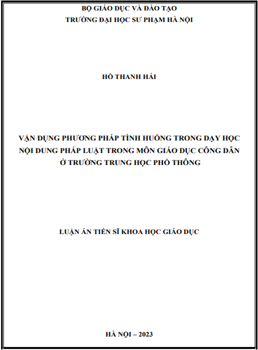 Vận dụng phương pháp tình huống trong dạy học nội dung pháp luật trong môn Giáo dục công dân ở trường trung học phổ thông