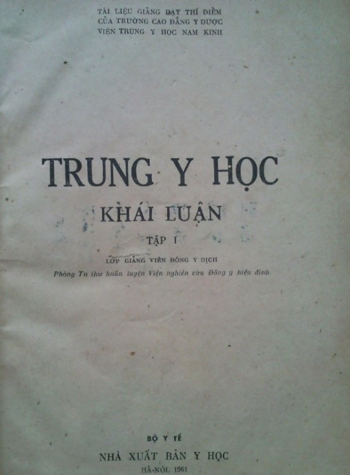 Trung Y Học Khái Luận Tập 1
